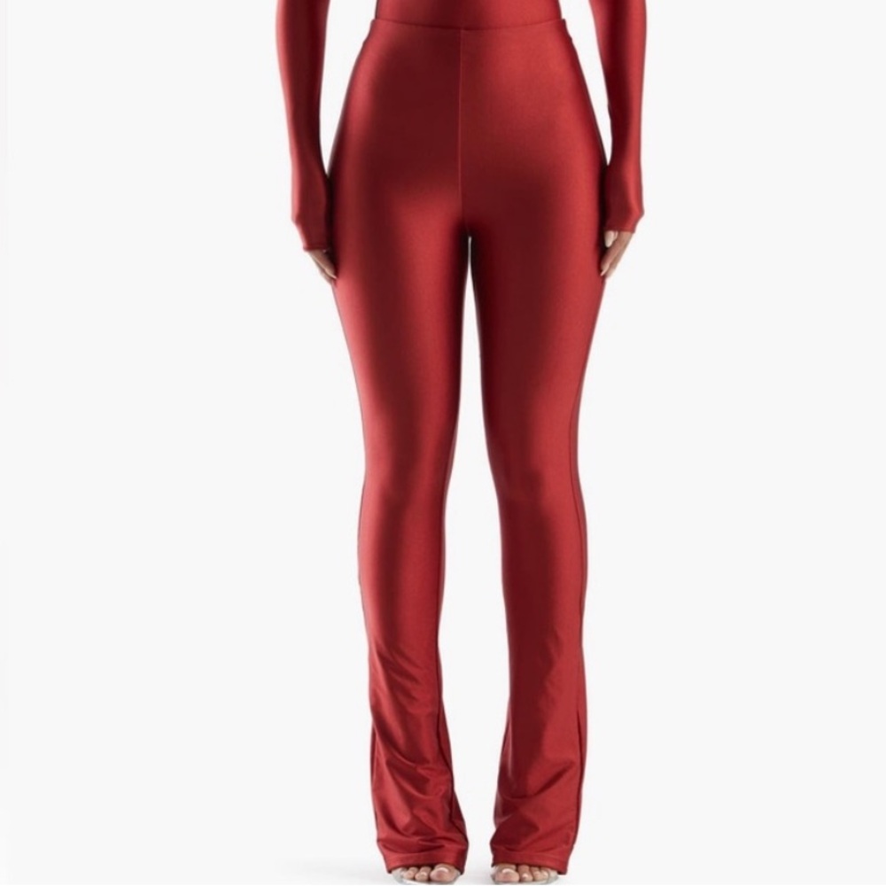 Naked Wardrobe Red Flare High waisted pants sz small